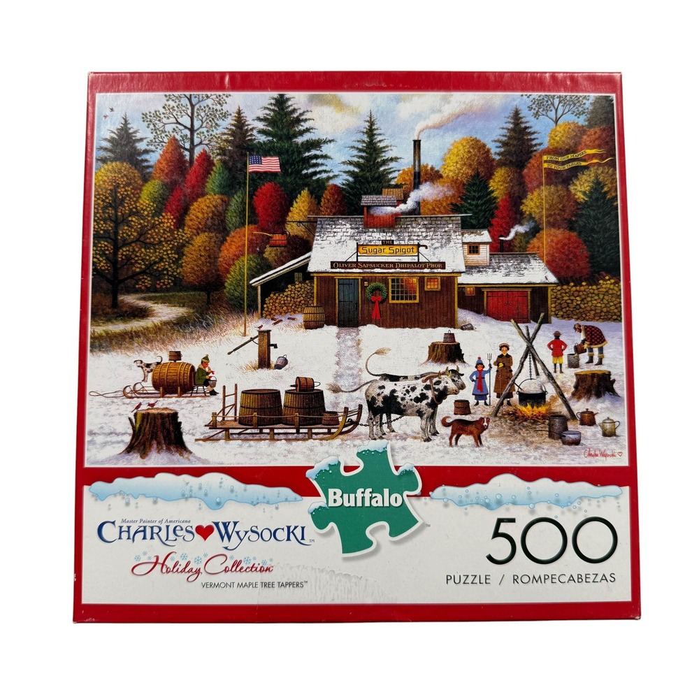 Buffalo Charles Wysocki Vermont Maple Tree Tappers 500 Piece Puzzle UNCOUNTED